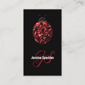 Rood sprankelend lieveheersbeestje QR code Monogra Visitekaartje (Achterkant)