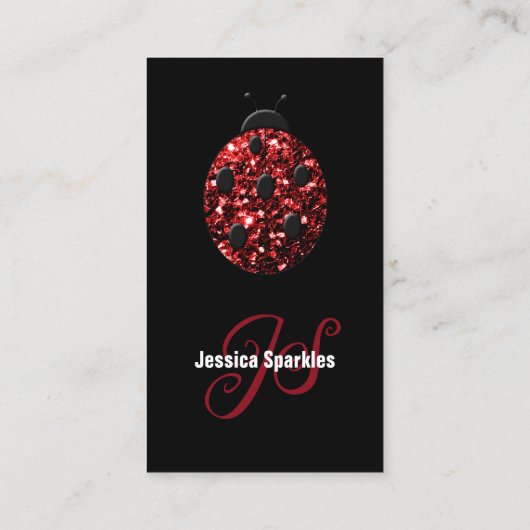 Rood sprankelend lieveheersbeestje QR code Monogra Visitekaartje (Achterkant)