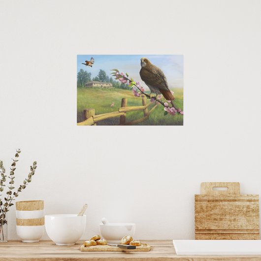 Rood-staarten op baldaat afdrukken poster (Keuken)