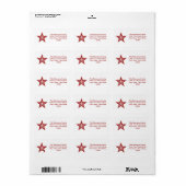 Rood Star-adreslabel medium wit Etiket (Full Sheet)