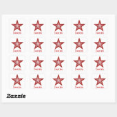 Rood Star 'Bedankt' vierkante sticker wit (Vel)