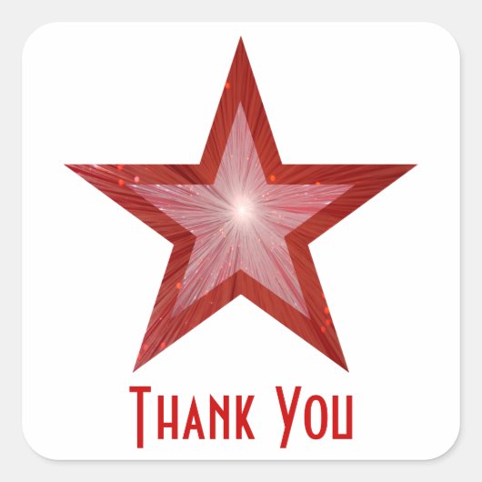 Rood Star 'Bedankt' vierkante sticker wit (Voorkant)