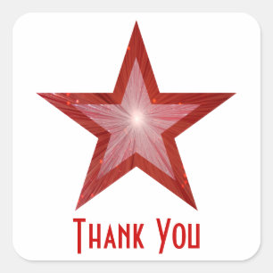 Rood Star 'Bedankt' vierkante sticker wit