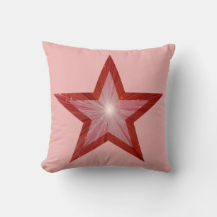 Rood Star bedrukt looiend vierkant roze Kussen