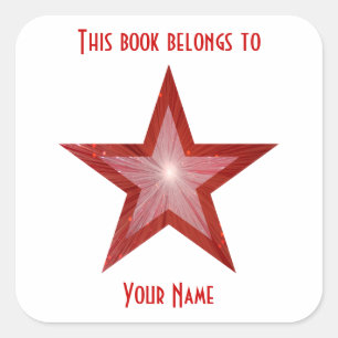 Rood Star-boekplaat sticker wit