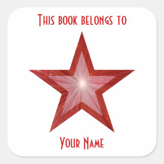 Rood Star-boekplaat sticker wit