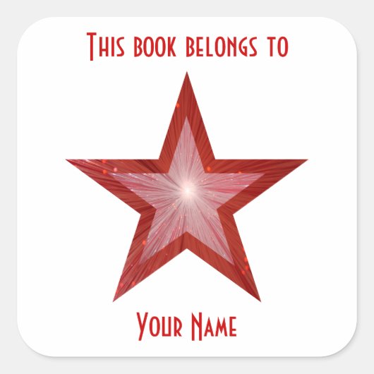Rood Star-boekplaat sticker wit (Voorkant)