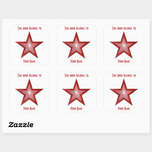 Rood Star-boekplaat sticker wit (Vel)