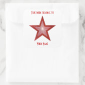 Rood Star-boekplaat sticker wit (Tas)