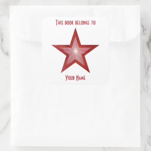 Rood Star-boekplaat sticker wit (Tas)