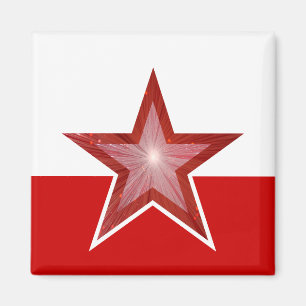 Rood Star friet magneet wit rood