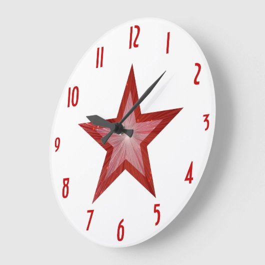 Rood Star 'getallen' klok rond wit (Hoek)