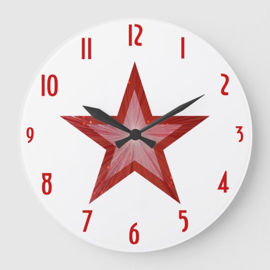 Rood Star 'getallen' klok rond wit (Voorkant)