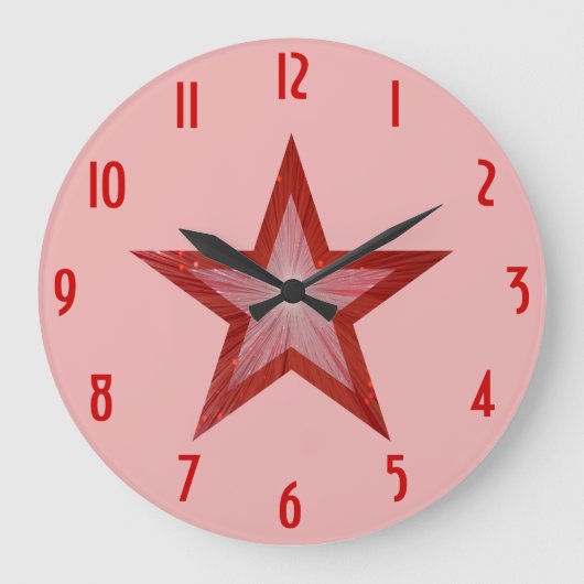 Rood Star-getallen, roze klok rond (Voorkant)