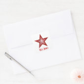 Rood Star 'Goed gedaan' vierkante sticker wit (Envelop)