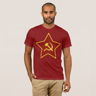Rood Star Hammer en Mannen van sikkels Basic T-Shi T-shirt