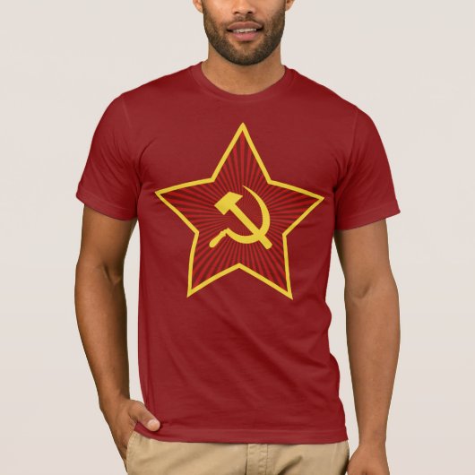 Rood Star Hammer en Mannen van sikkels Basic T-Shi T-shirt (Voorkant)