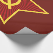 Rood Star Hammer en Sickle Glossy Wrapping Paper Cadeaupapier (Hoek)