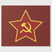 Rood Star Hammer en Sickle Glossy Wrapping Paper Cadeaupapier (Vlak)
