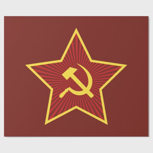 Rood Star Hammer en Sickle Glossy Wrapping Paper Cadeaupapier (Vlak)