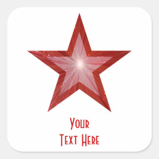Rood Star 'Jouw tekst'-vierkante sticker wit