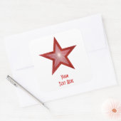 Rood Star 'Jouw tekst'-vierkante sticker wit (Envelop)
