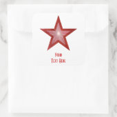 Rood Star 'Jouw tekst'-vierkante sticker wit (Tas)