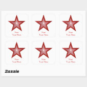 Rood Star 'Jouw tekst'-vierkante sticker wit (Vel)