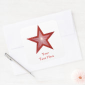 Rood Star 'Jouw tekst'-vierkante sticker wit (Envelop)