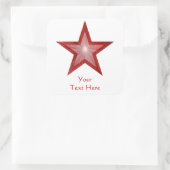 Rood Star 'Jouw tekst'-vierkante sticker wit (Tas)
