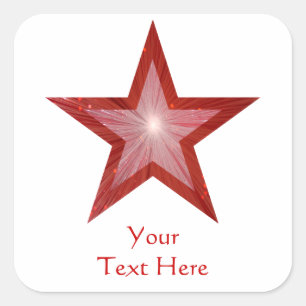 Rood Star 'Jouw tekst'-vierkante sticker wit