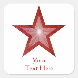 Rood Star 'Jouw tekst'-vierkante sticker wit