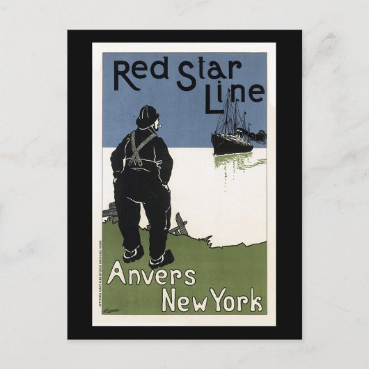 Rood Star Line Travel Briefkaart (Voorkant)