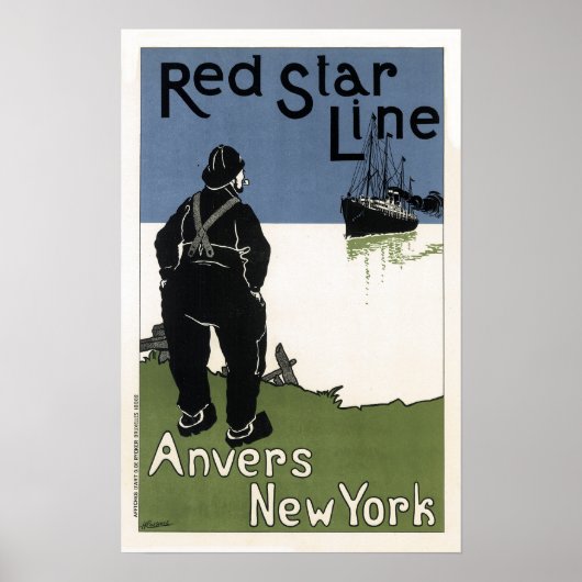  Rood Star Line Travel Poster (Voorkant)