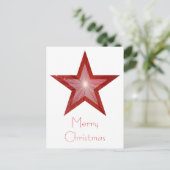 Rood Star 'Merry Kerstmis' briefkaart wit (Staand voorkant)