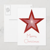 Rood Star 'Merry Kerstmis' briefkaart wit (Voorkant / Achterkant)