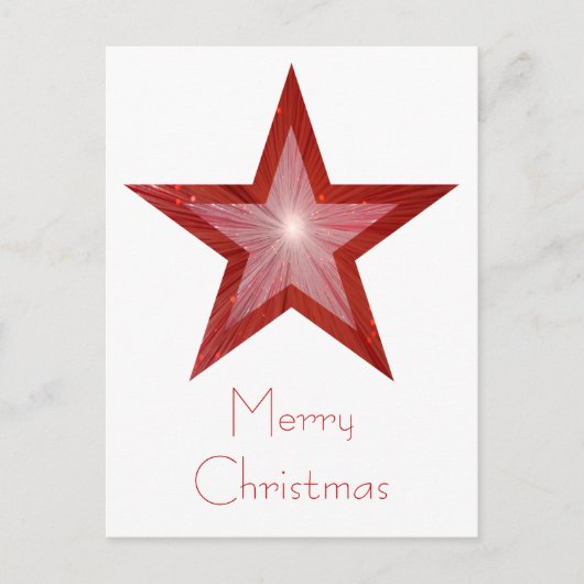 Rood Star 'Merry Kerstmis' briefkaart wit (Voorkant)