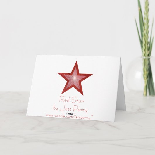 Rood Star met twee tonertonen "Merry Kerstmis"-wit Feestdagen Kaart (Achterkant)