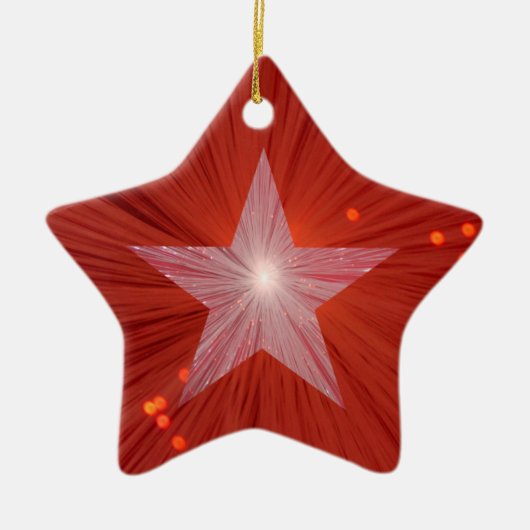 Rood Star-ornament Keramisch Ornament (Voorkant)