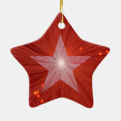 Rood Star-ornament Keramisch Ornament (Achterkant)