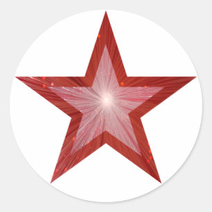 Rood Star-rond sticker wit