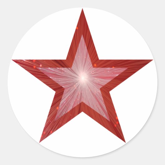 Rood Star-rond sticker wit (Voorkant)