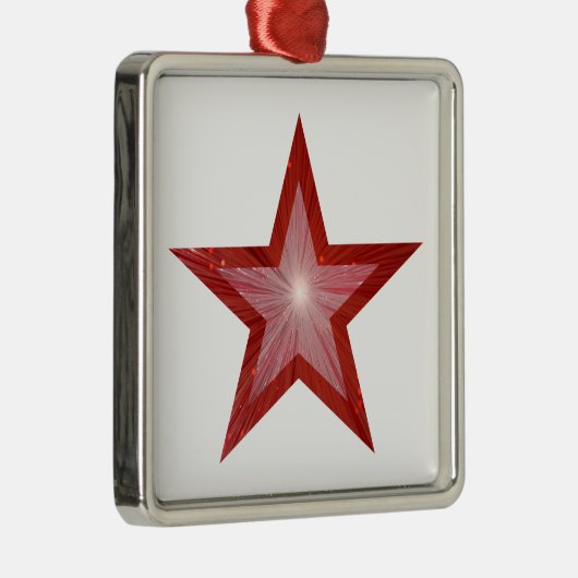 Rood Star-sierplein wit Metalen Ornament (Rechts)