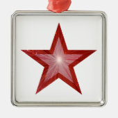 Rood Star-sierplein wit Metalen Ornament (Voorkant)