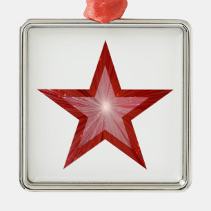 Rood Star-sierplein wit Metalen Ornament