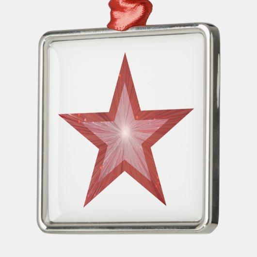 Rood Star-sierplein wit Metalen Ornament (Links)