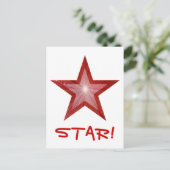 Rood Star 'STAR' briefkaart wit (Staand voorkant)