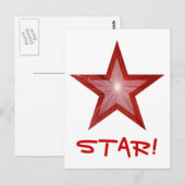Rood Star 'STAR' briefkaart wit (Voorkant / Achterkant)