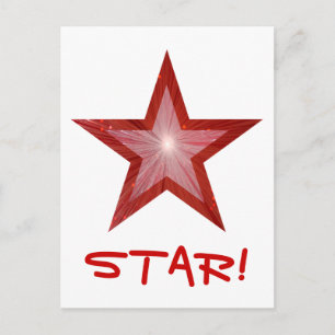 Rood Star 'STAR' briefkaart wit