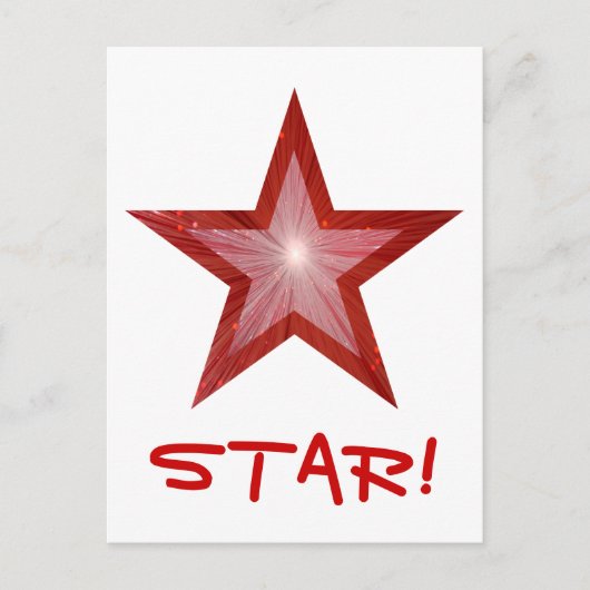 Rood Star 'STAR' briefkaart wit (Voorkant)
